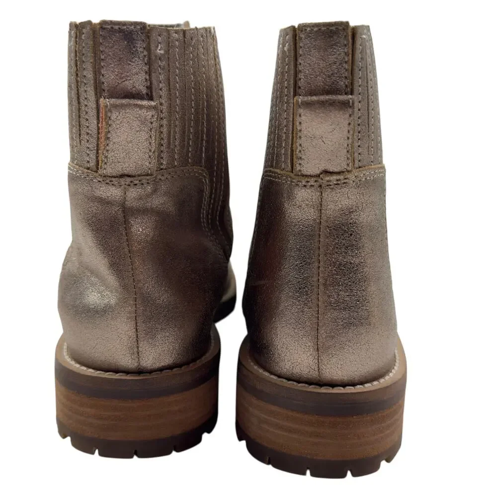 Boden Gusset Detail Gold Metallic Classic Elevated Chelsea Boots Women's 42/10.5